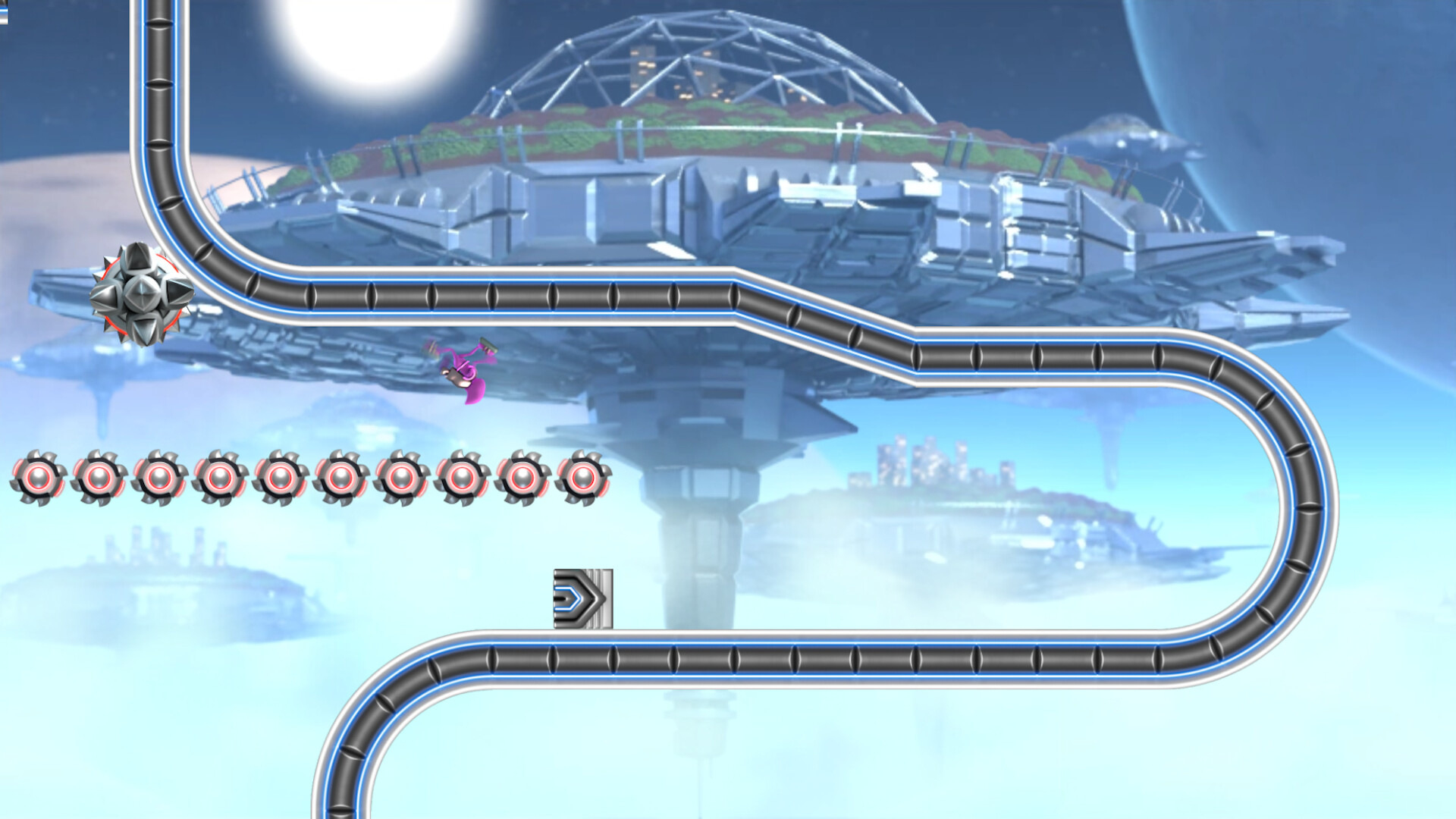 G-Switch 4 gameplay screenshot: gravity flip on futuristic tracks